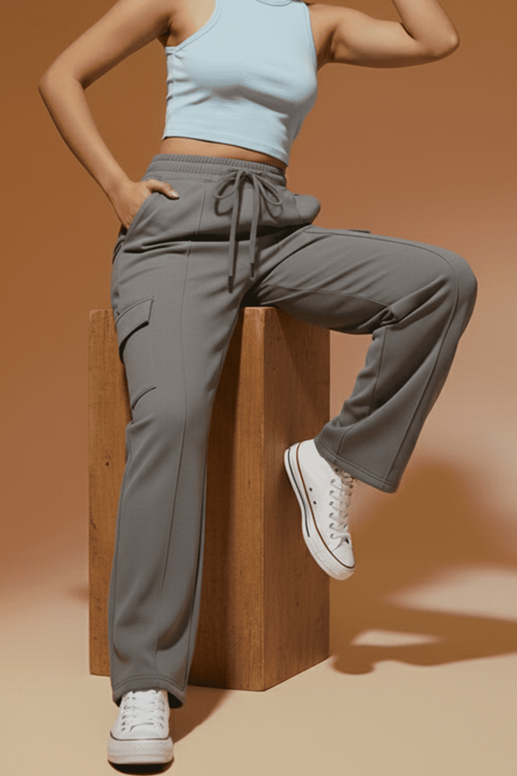 Grey Everyday Street Line Active Wear 4 Pocket Knitted Jogger - Image 2