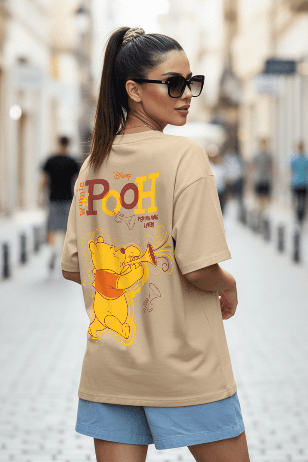 Winnie The Pooh Swan White Oversized Graphic T-Shirt - Image 1
