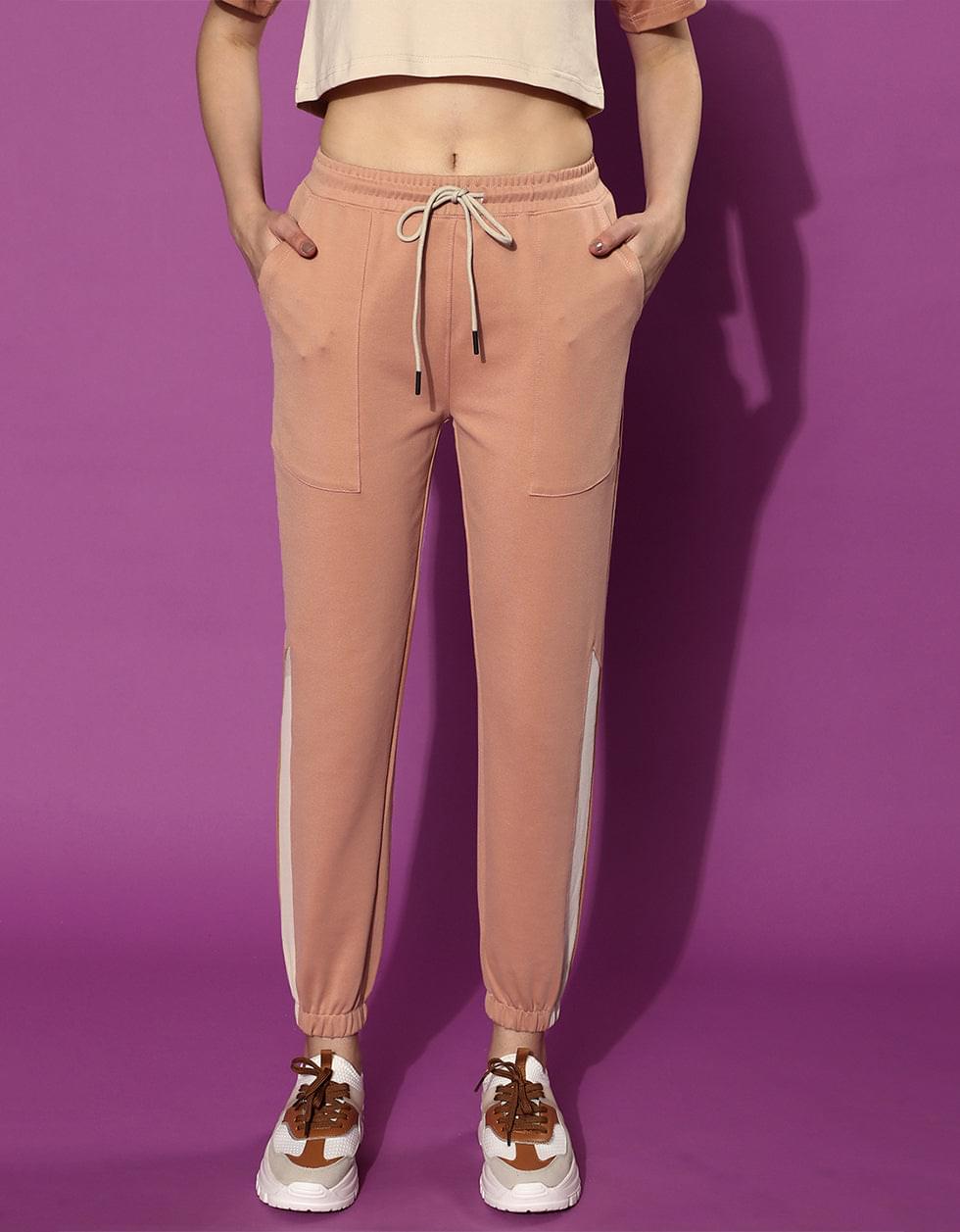 Pink Everyday Street Line Plain Regular Fit Jogger - Image 2